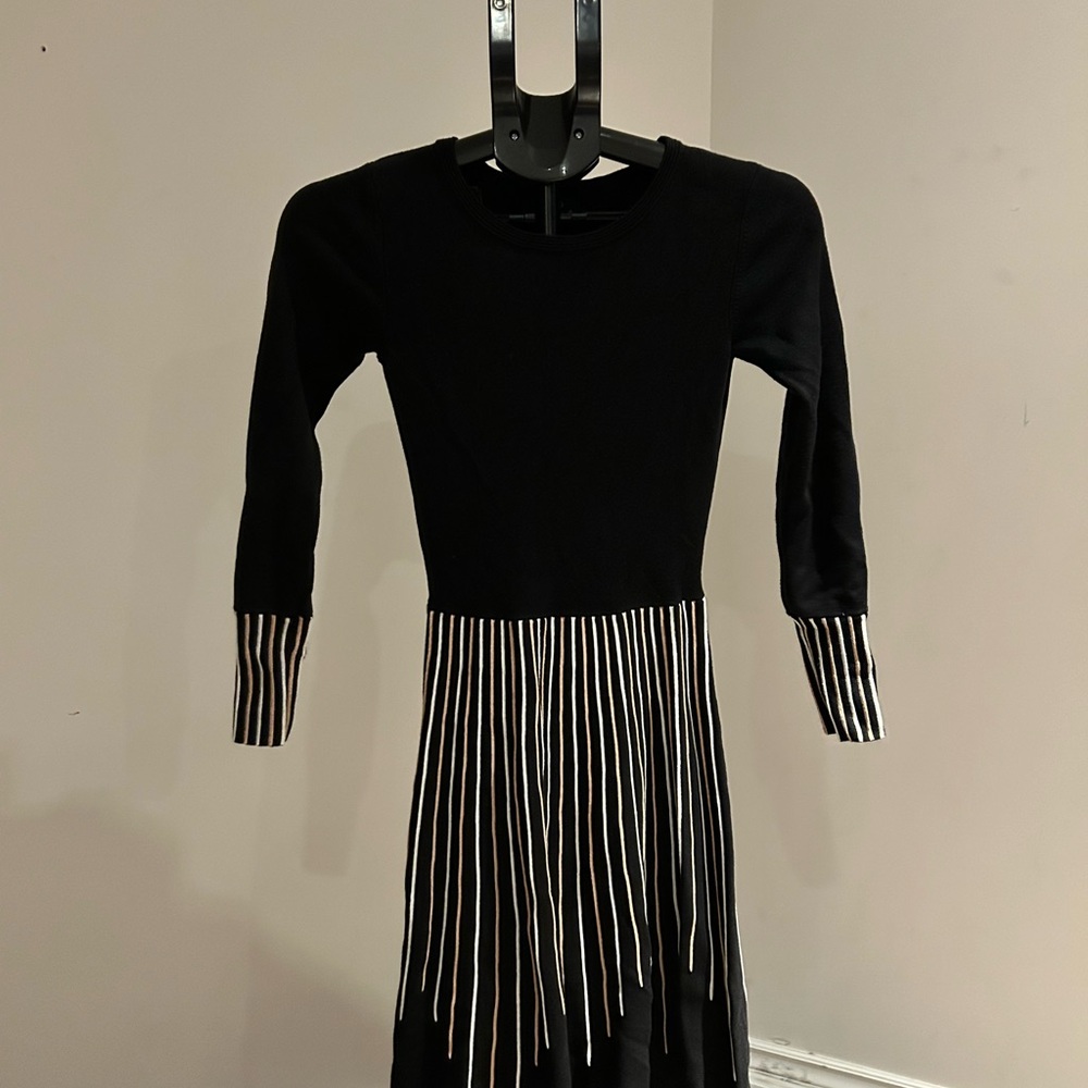 RW&CO. Black and White Striped Midi Dress